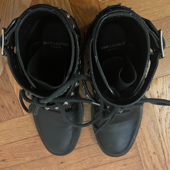 Saint Laurent size 6 /36 black studded combat boots - Picture 4 of 5